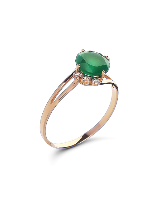 Gold ring with onyx and zircons