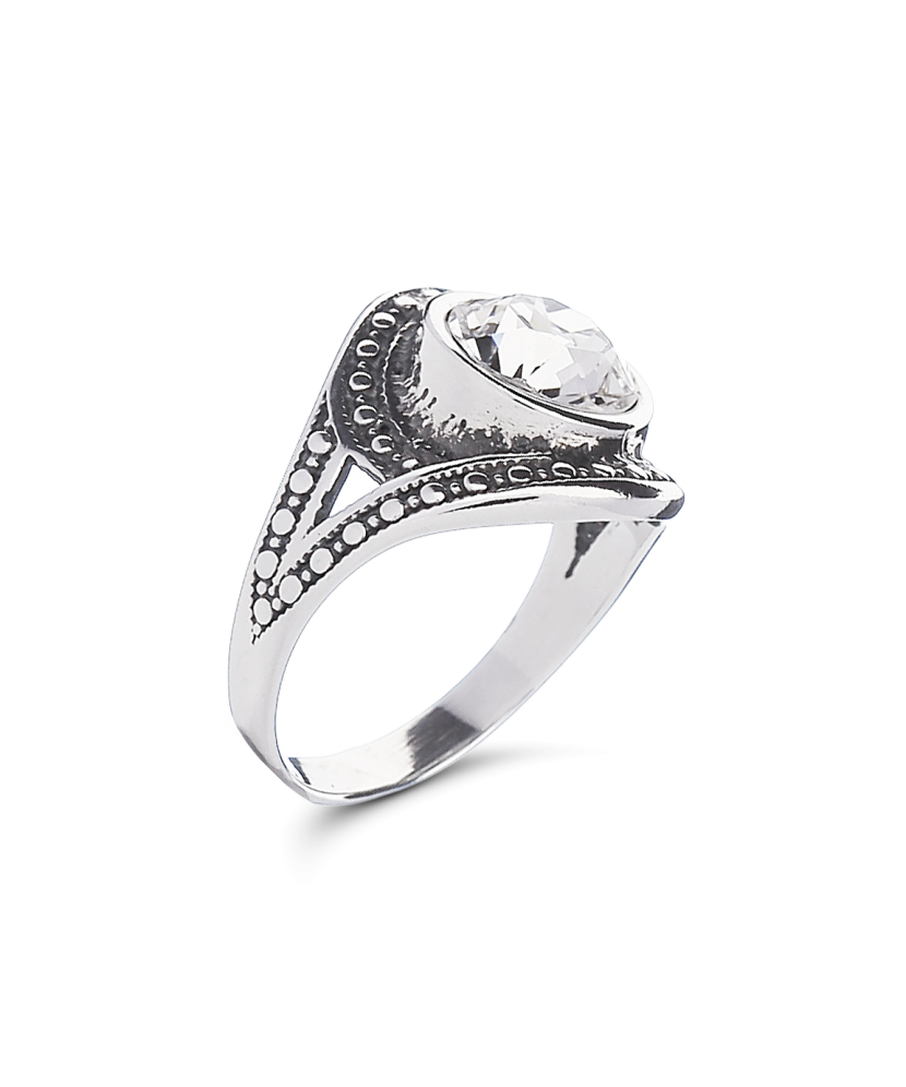Sterling silver ring with crystal