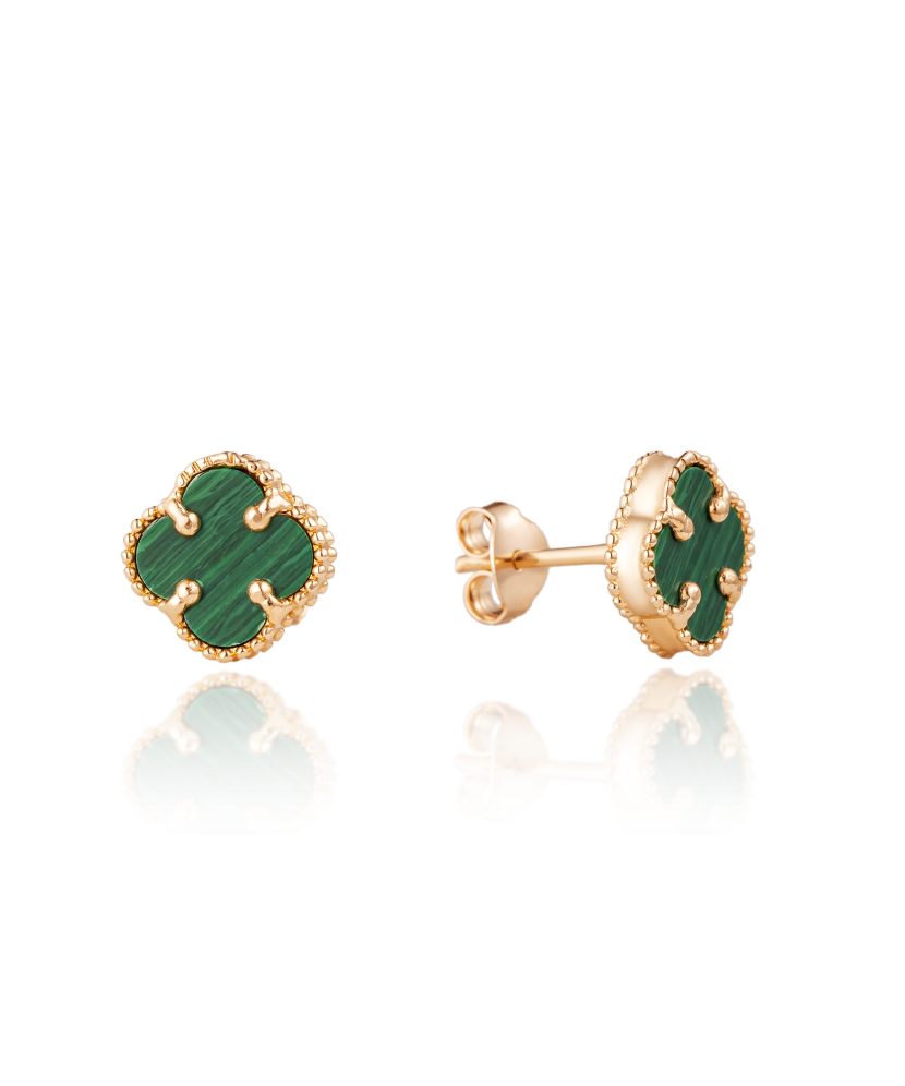 Gold earrings with enamel