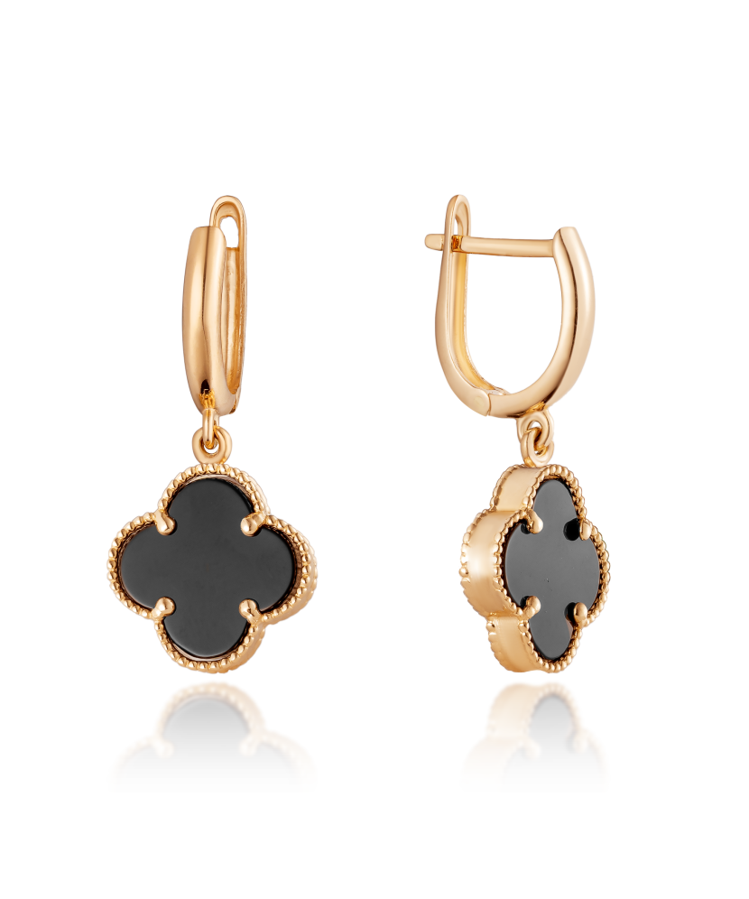 Gold earrings with enamel
