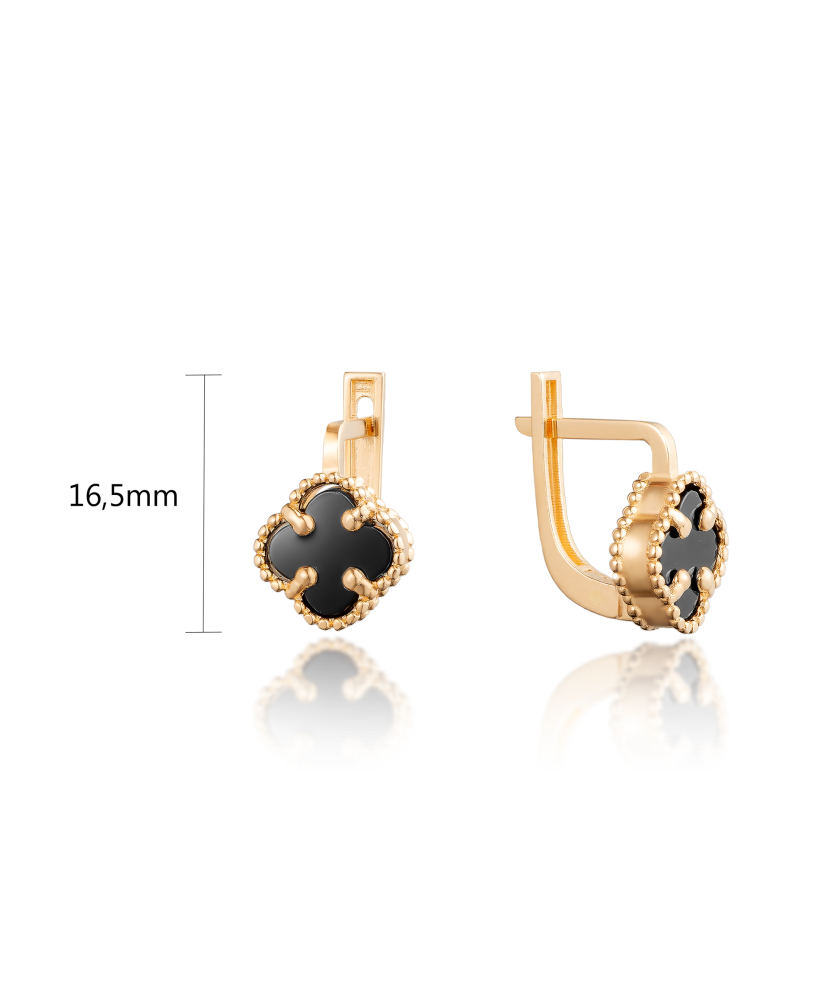 Gold earrings with enamel