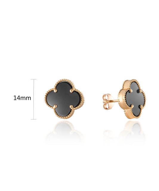 Gold earrings with onyx 14mm