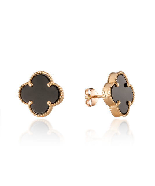 Gold earrings with onyx 14mm