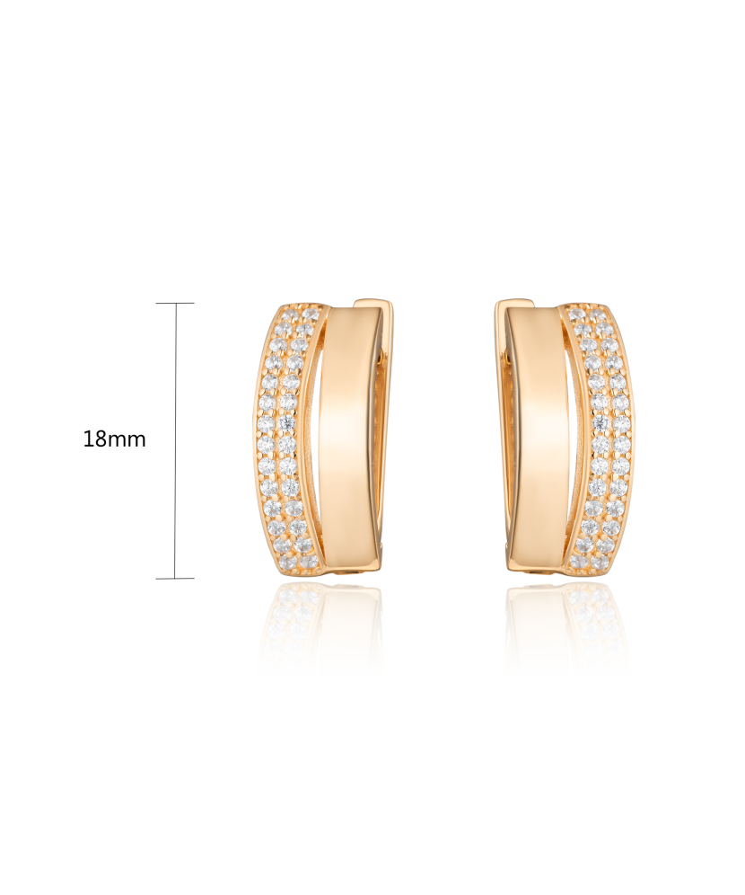 Gold earrings with zircons