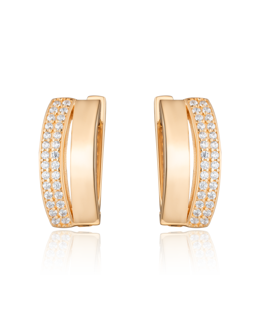 Gold earrings with zircons