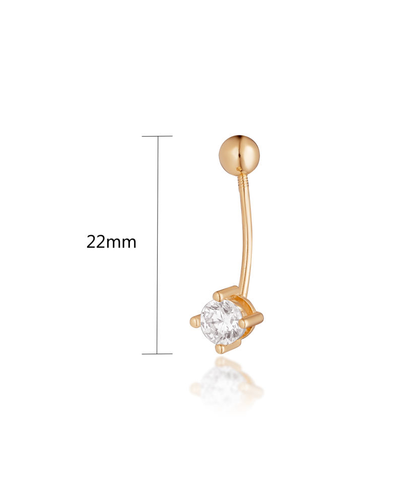 Gold Belly Button Ring with zirconium