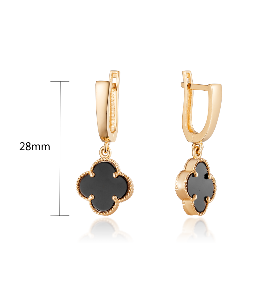 Gold earrings with onyx