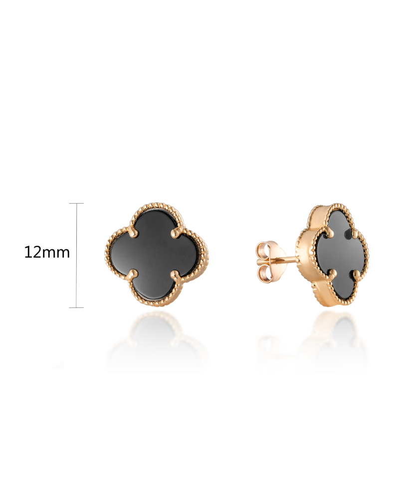 Gold earrings with onyx 12mm