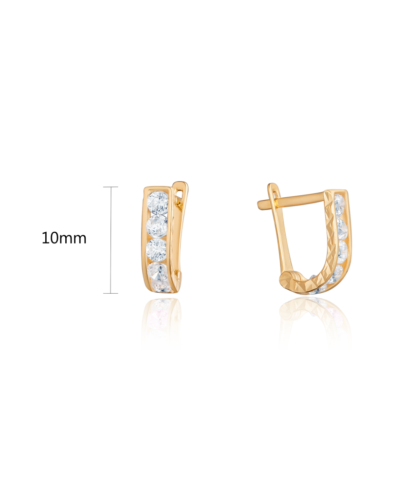 Gold earrings with zircons