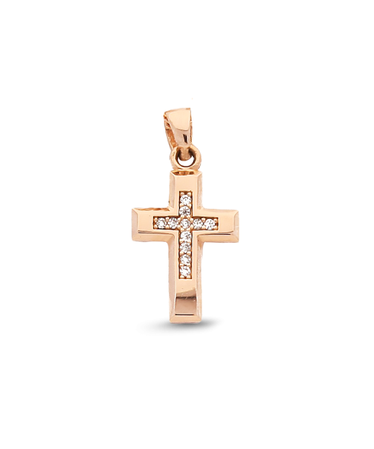 Gold pendant with zircons "cross"