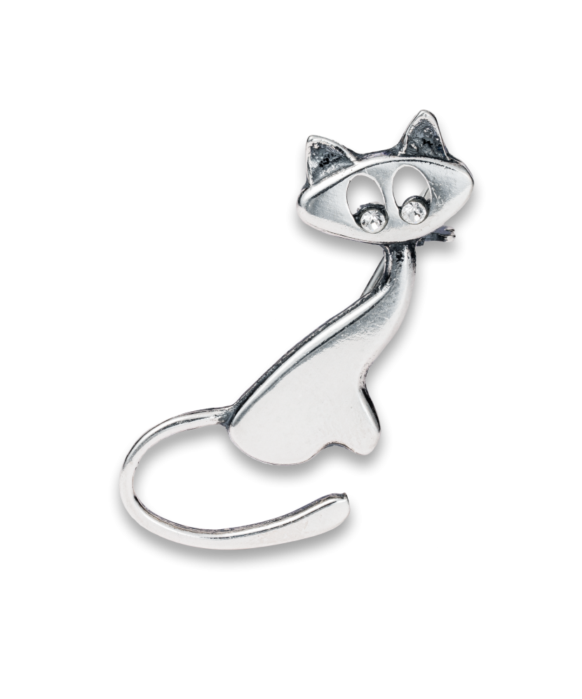 Sterling silver  brooch with zirconium "Cat" Sterling silver  brooch with zirconium "Cat"