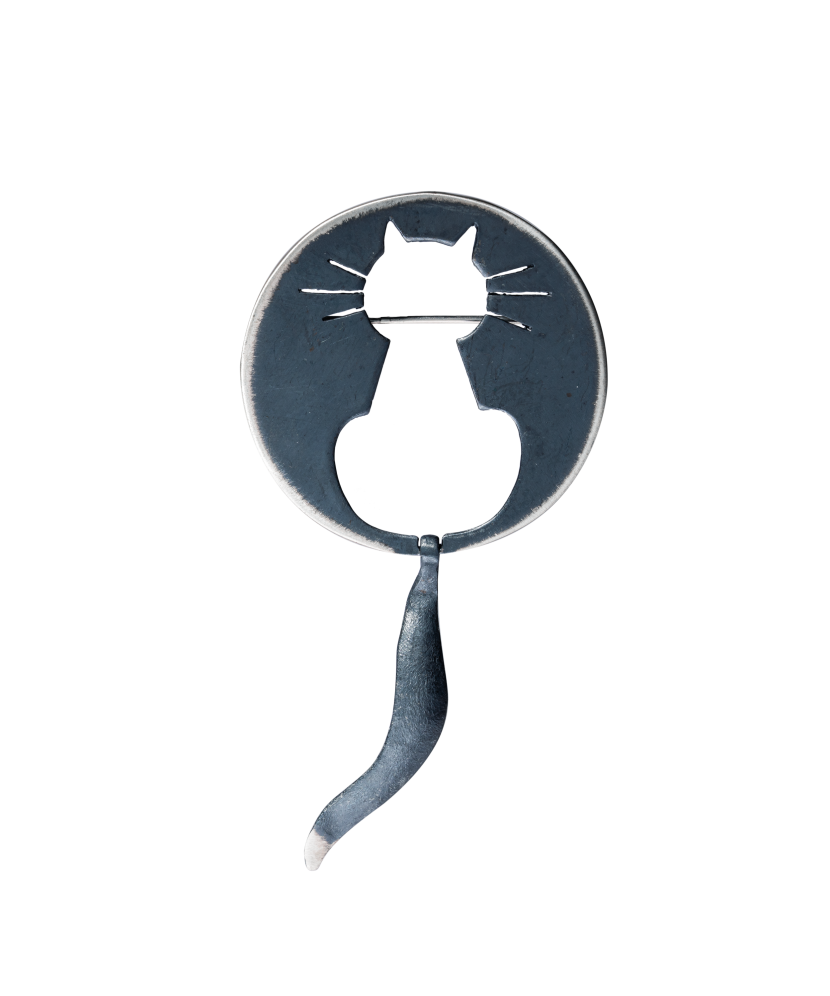 Серебряная брошь "Кошка"