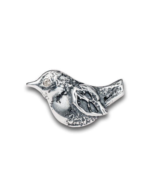 Серебряная брошь с цирконом