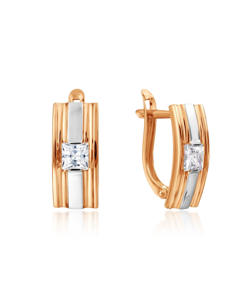 Золотые серьги с цирконом