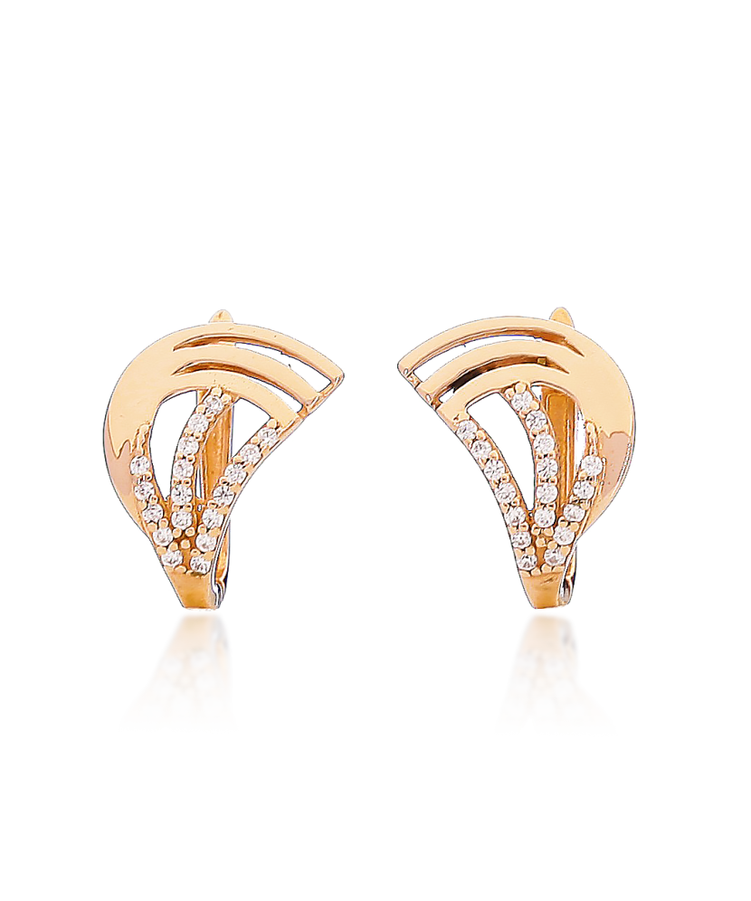Gold earrings with zircons