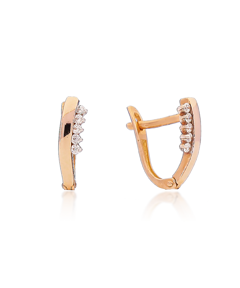 Золотые серьги с цирконами Золотые серьги с цирконами