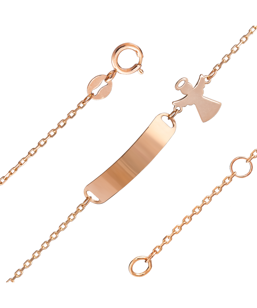 Children's gold bracelet with plate "angel"