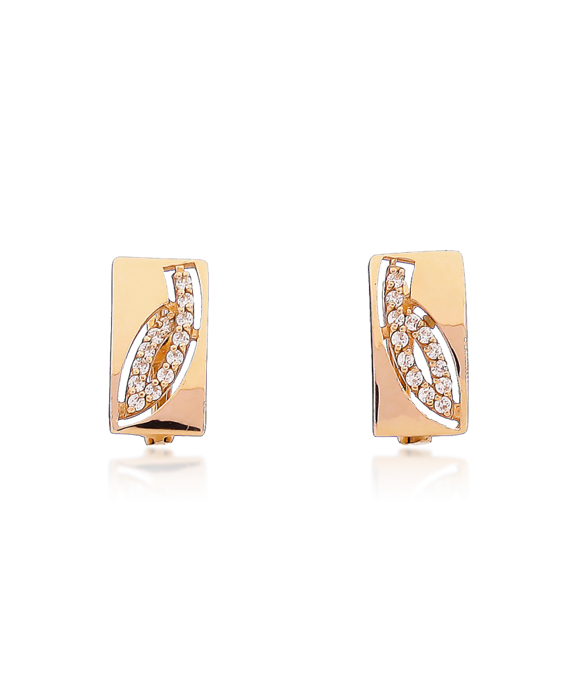 Gold earrings with zircons