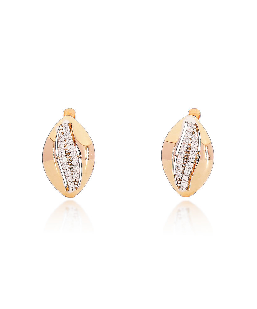 Gold earrings with zircons
