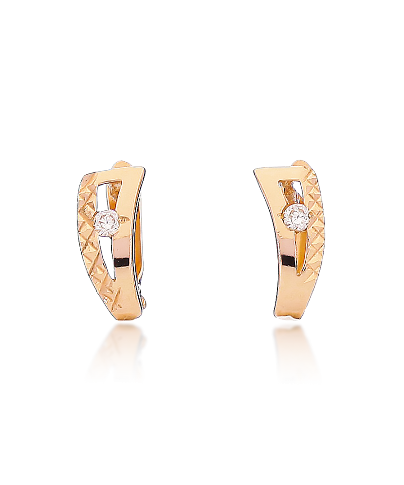 Gold earrings with zircons