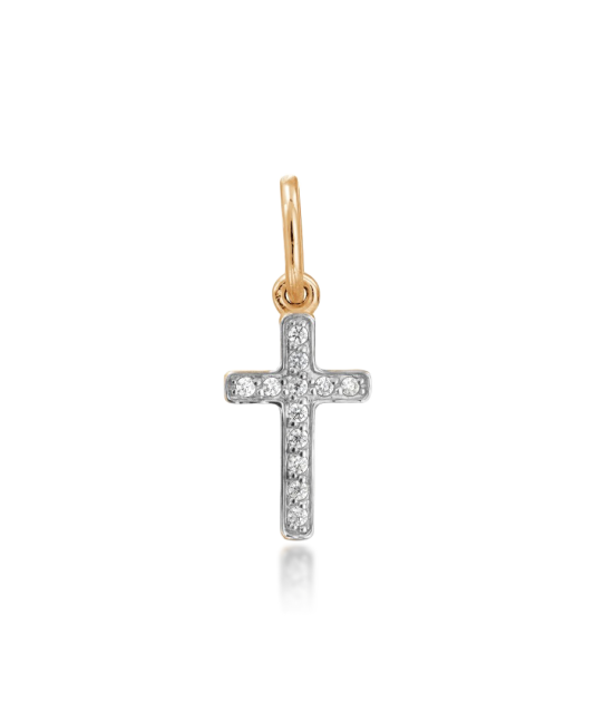 Gold pendant with zircons "cross"