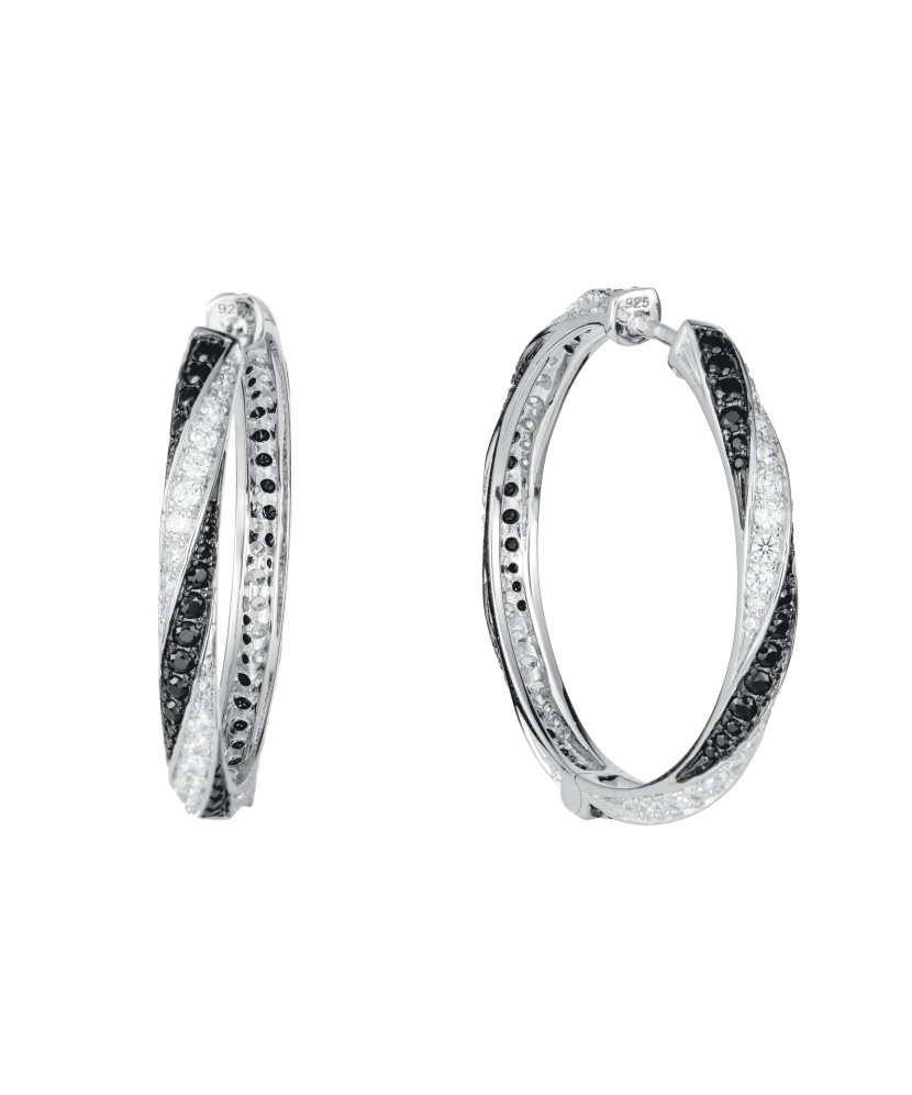 Серебряные серьги со шпинелями и цирконами