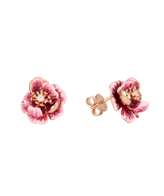 Gilded sterling silver earrings with zircons and enamel