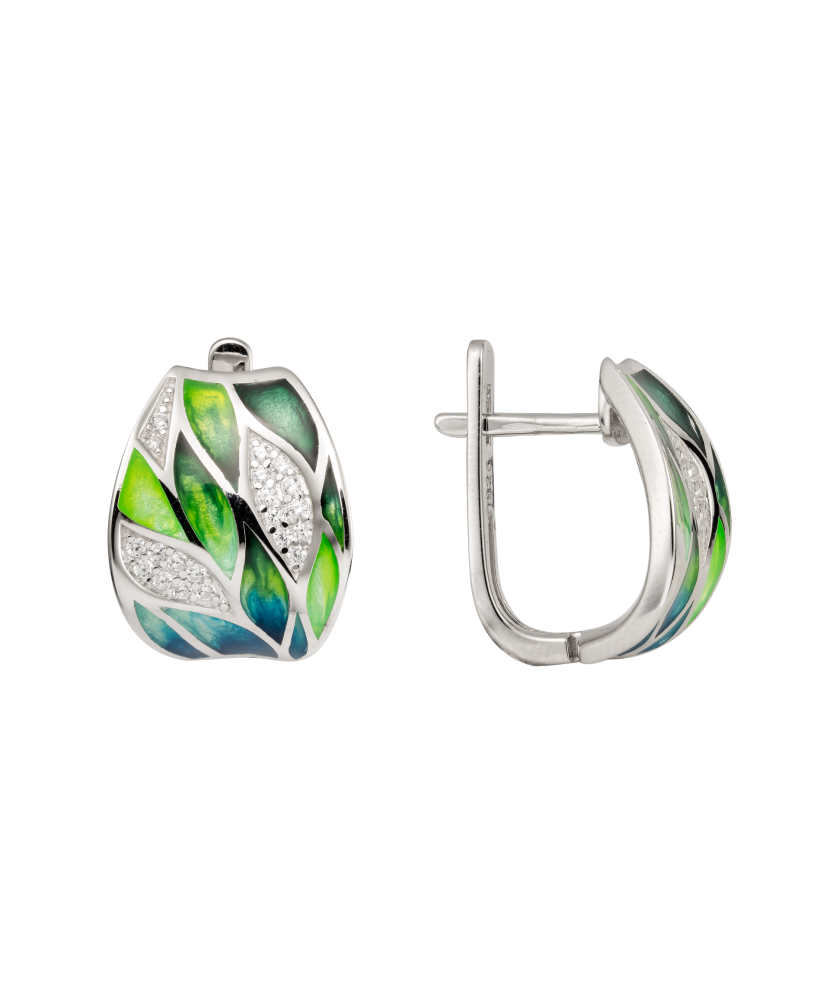 Sterling silver earrings with enamel and zircons