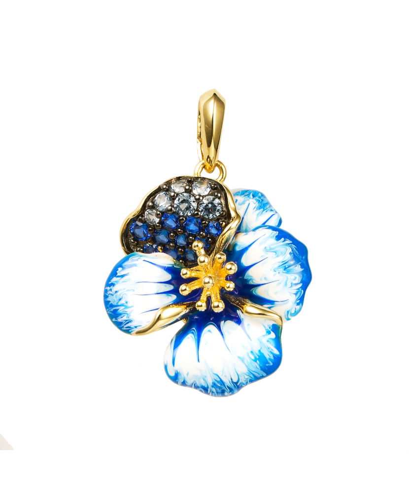 Gilded Sterling Silver pendant with enamel and zircons