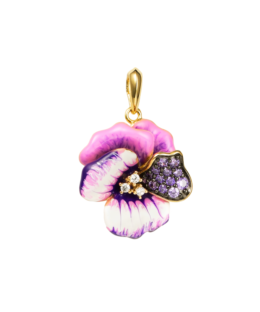 Gilded Sterling Silver pendant with enamel and zircons