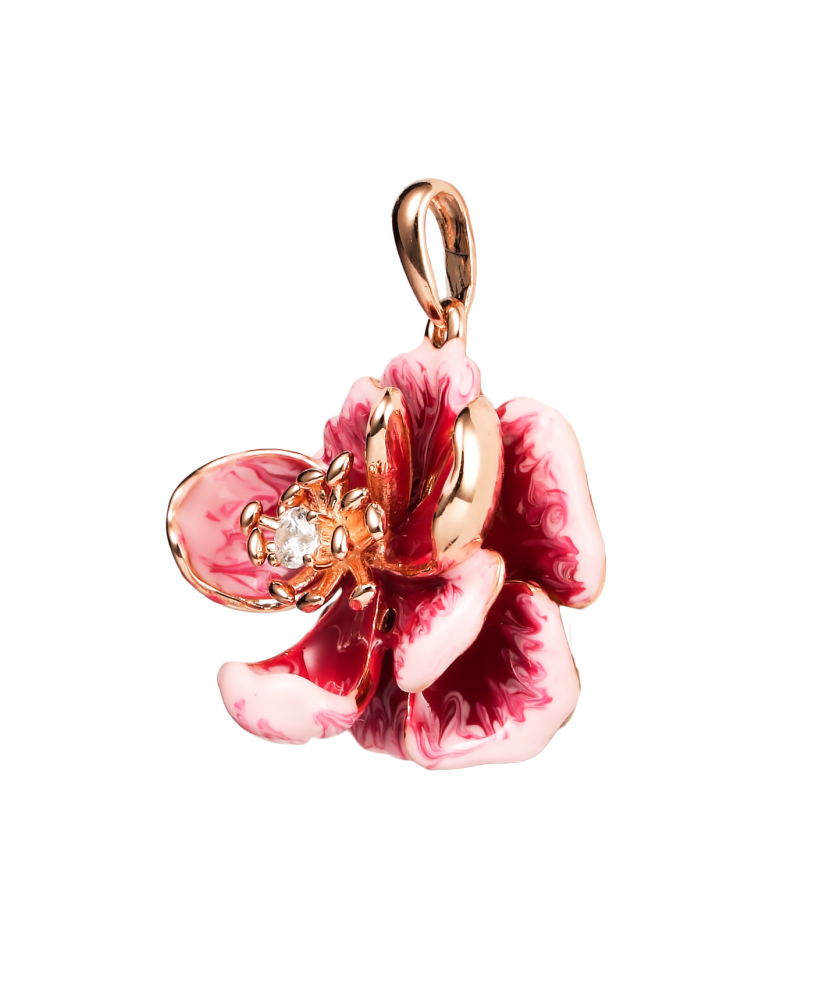 Gilded Sterling Silver pendant with enamel and zircons