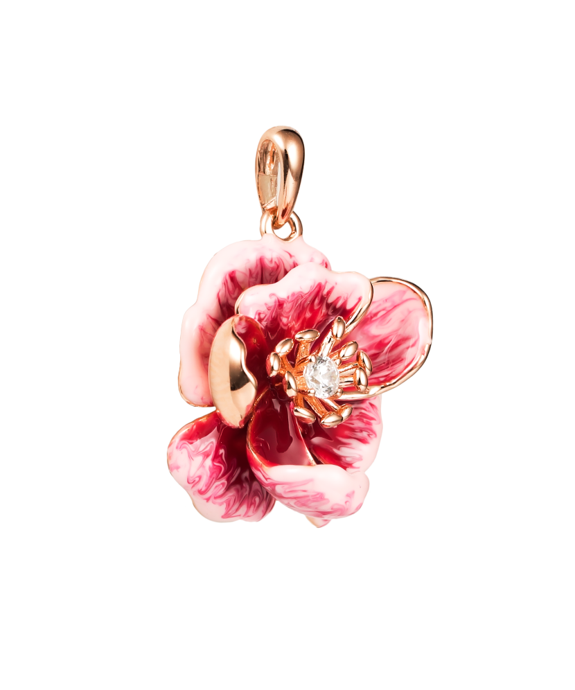 Серебряный позолоченный кулон с эмалью и цирконами