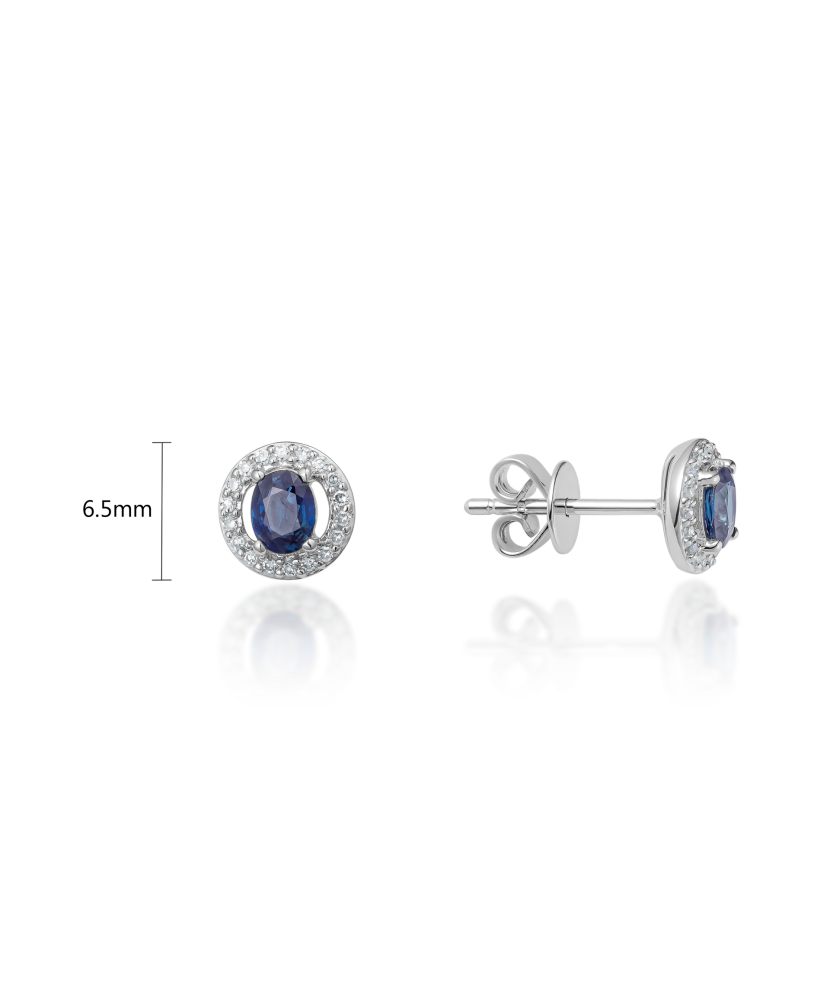 White gold earrings with diamonds and sapphires