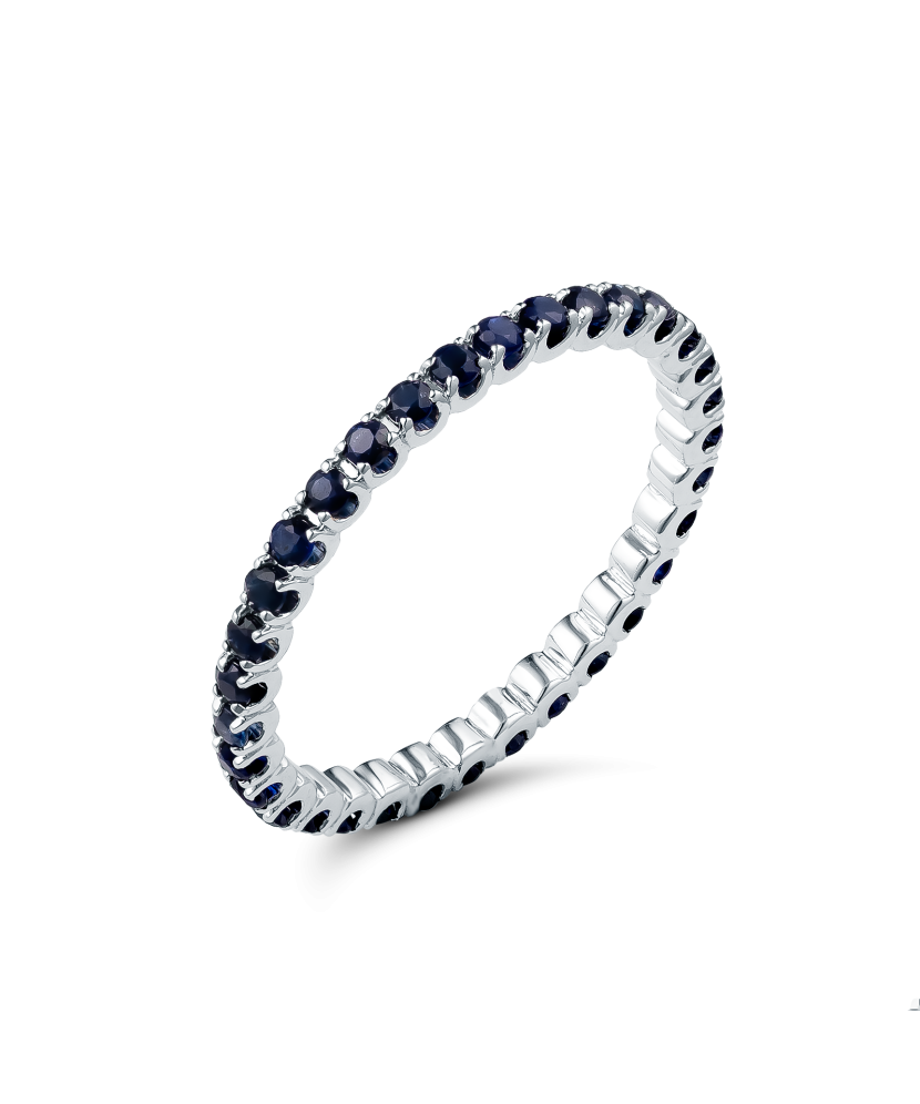 White gold ring with sapphires