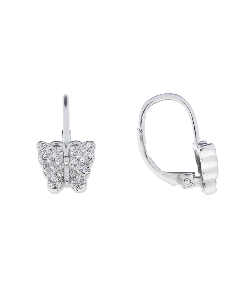 Sterling silver earrings with zircons "Butterfly"