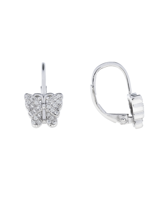Sterling silver earrings with zircons "Butterfly"