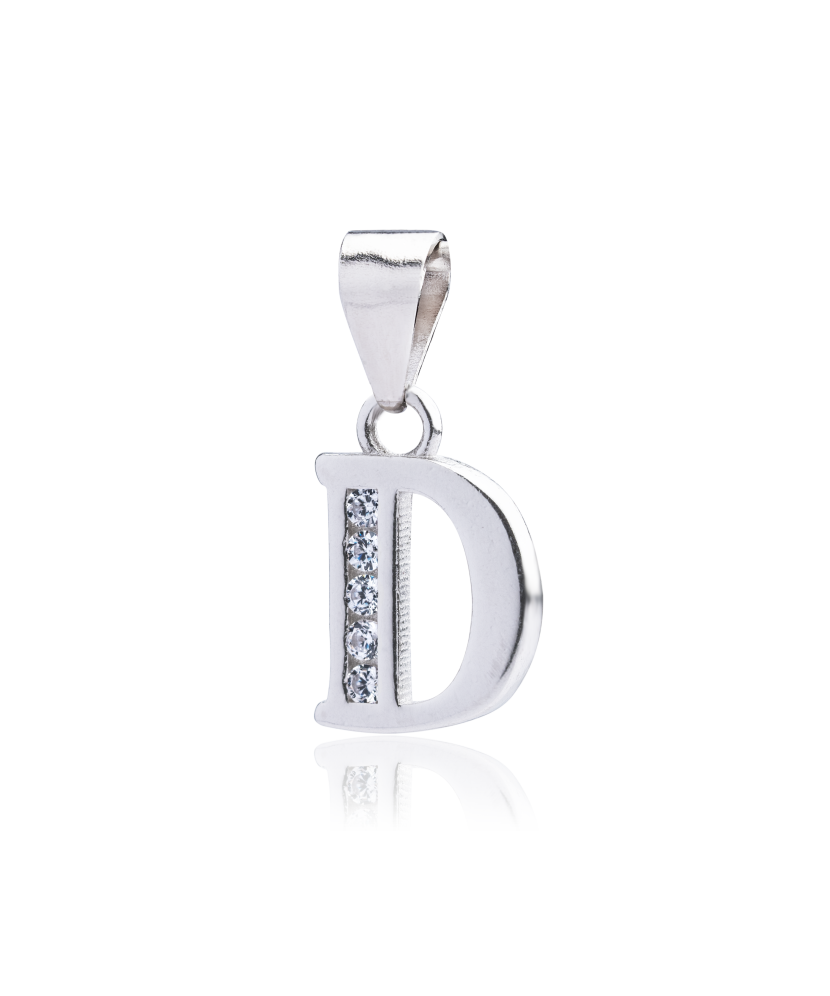 Sterling silver pendant with zircons Letter D