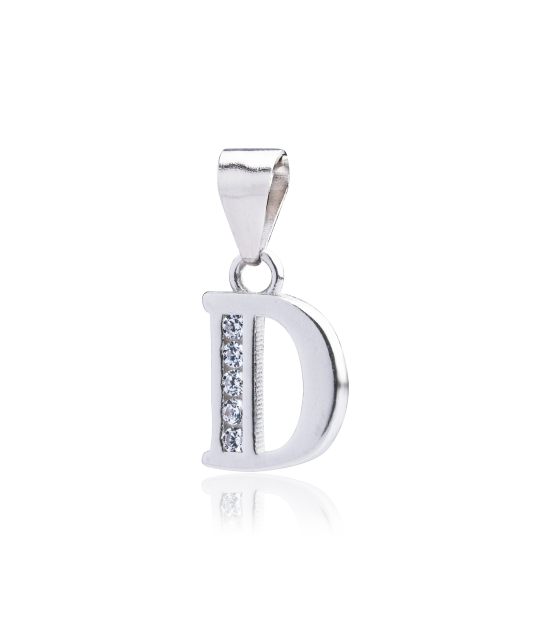 Sterling silver pendant with zircons Letter D