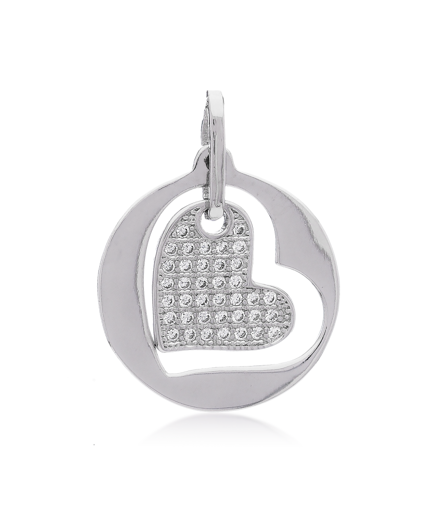 Sterling silver pendant with zircons "heart"