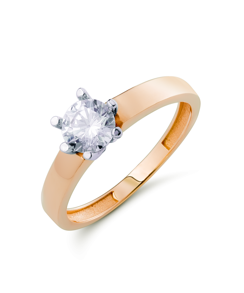 Gold ring with zirconium