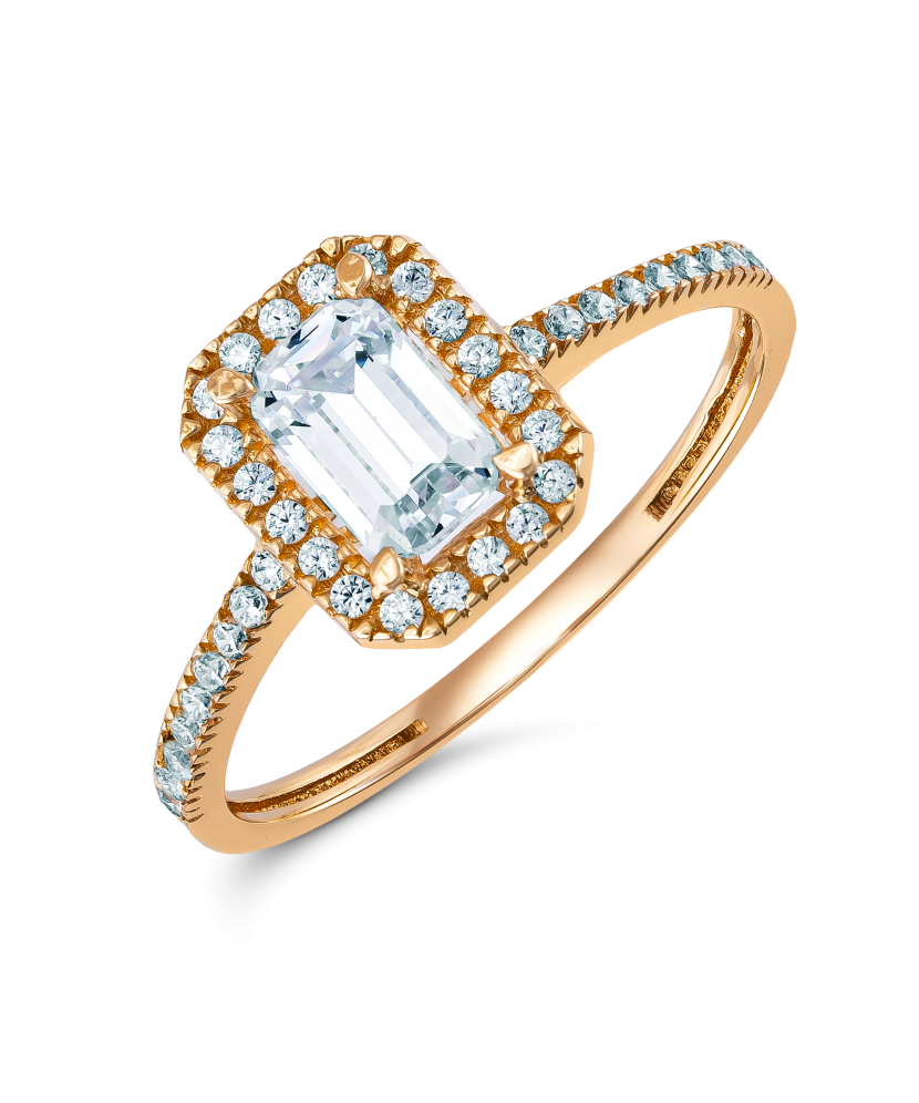 Gold ring with zircons