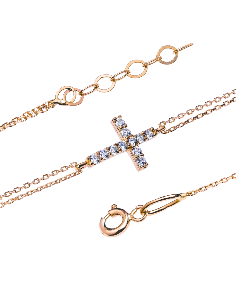 Gold bracelet with zirconium "Cross"
