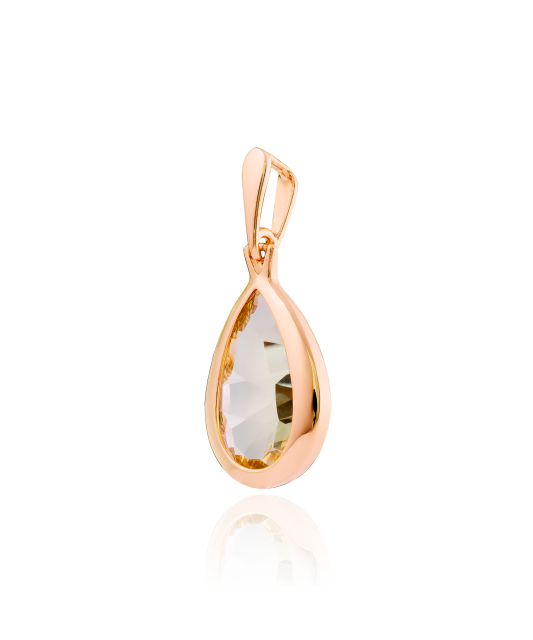 Gold pendant with green quartz