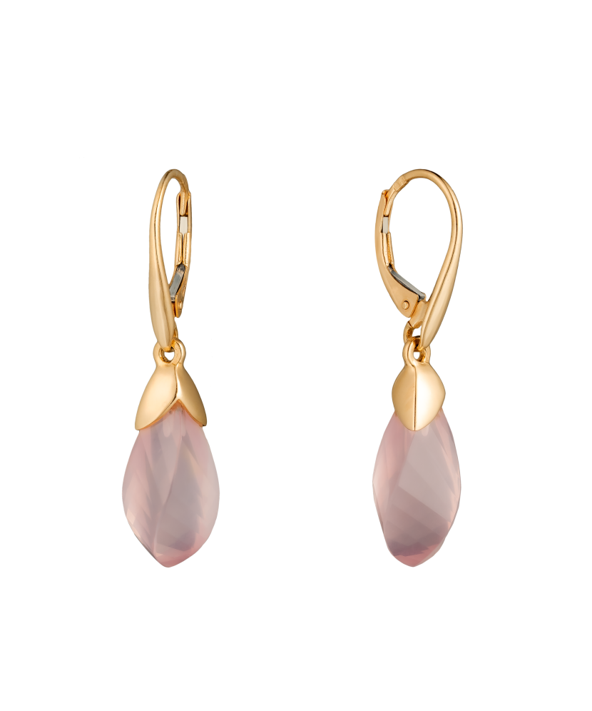 Gold earrings with rose quartz Gold earrings with rose quartz