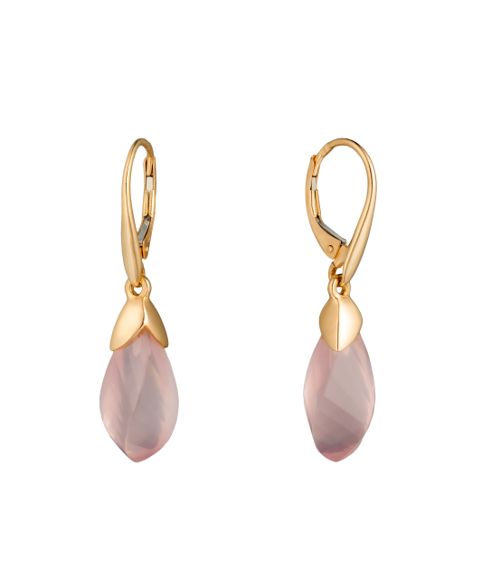 Gold earrings with rose quartz