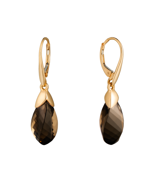 Gold earrings with smokey quartz