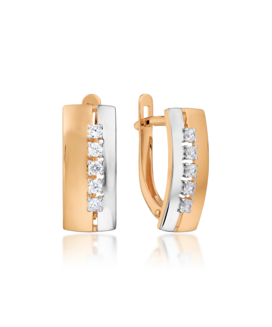 Gold earrings with zircons