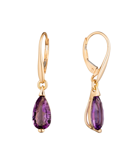 Gold earrings with amethysts