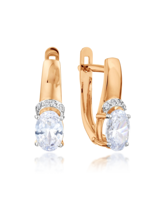 Gold earrings with zirconium