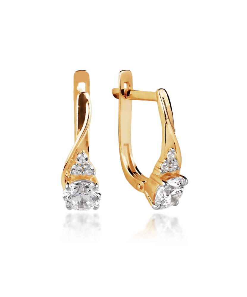 Gold earrings with zircons